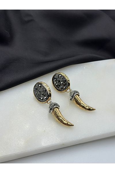 Duéra Gold Gold Ivory Figured Brand Model Summer Design Dangle Women's Earrings