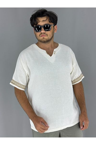 MARESHAL Honeycomb Fabric Collar with Handmade Handle Stripe (White)