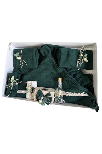 OEM Trusou Botez din Muselina – Set Complet 8 Piese cu Prosop, Pled, Panza de Mir, Fasa, Sapun, Sticlu
