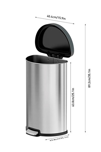 EKO ARIA 45L Step Trash Bin – Brushed Stainless Steel, Soft-Close Lid, Fingerprint-Resistant
