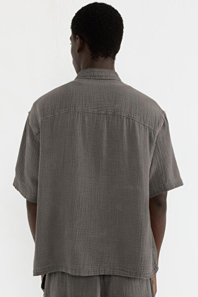 Pull & Bear Şile bezi kısa kollu gömlek