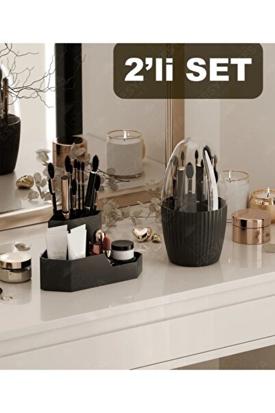 VİALEX Vi̇alex-Fanus 7 Compartments and Triangle Makeup Organizer Set Table T...