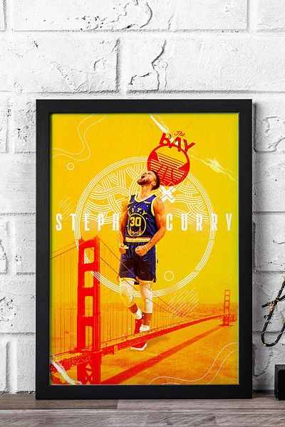 Saturn Stephen Curry Framed Painting - Basketball Nba Poster Painting
