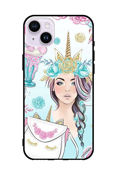 Covernex غطاء حماية لهاتف Apple iPhone 14 رموش على الحقيبة وفتاة وحيد القرن