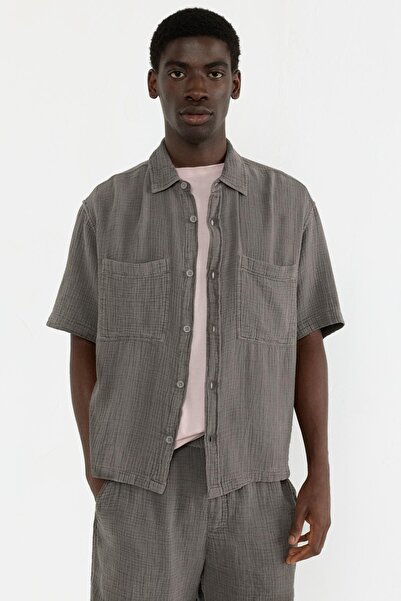 Pull & Bear Şile bezi kısa kollu gömlek