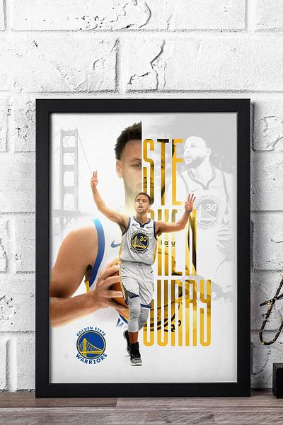 Saturn Stephen Curry Framed Painting - Golden State Warriors Nba Poster Painting