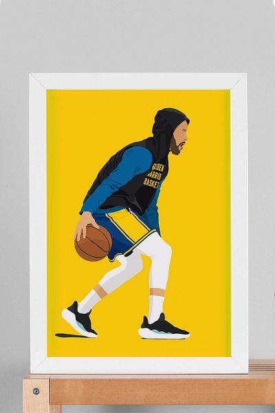 Saturn Stephen Curry Framed Painting - Basketball Nba Poster Painting