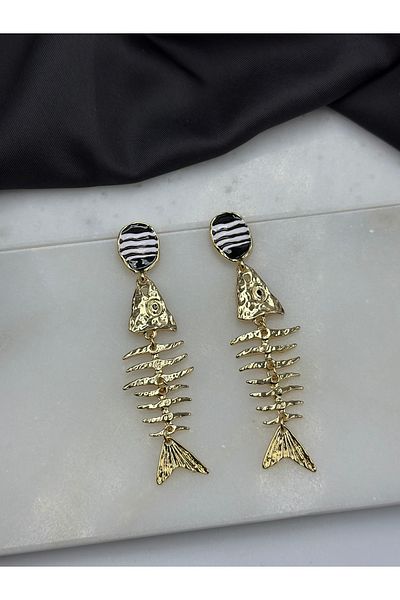 Duéra Gold Gold Brand Model Fish Hanging Design Summer Earrings