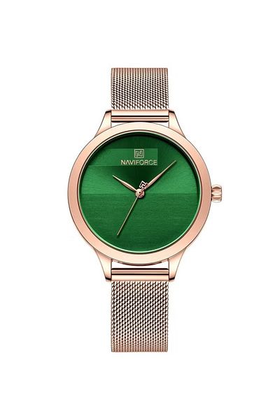 Naviforce Women's Elegant Quartz Watch – 36mm Dial, Minimalist Design, Stainless Steel Mesh Strap