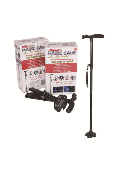 MAGIC CANE عصا مشي للرجال والنساء، عصا مشي قابلة للطي مع ضوء LED، عصا مشي لكبار السن والبالغين
