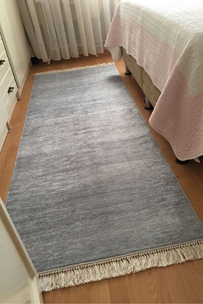 CENTER AVM Gri Halı Yatak Odası Halısı Makinede Yıkanabilir Kaymaz Taban Halı