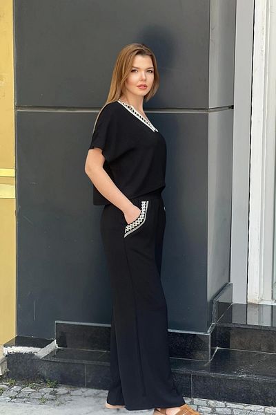 aytemas Collar and Pocket Knitted Stripe Detailed Suit
