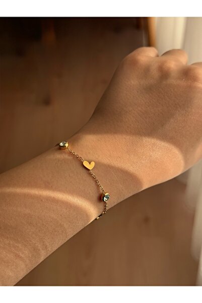 Vola Collection سوار نسائي من الفولاذ الذهبي الأنيق على شكل قلب وبراق