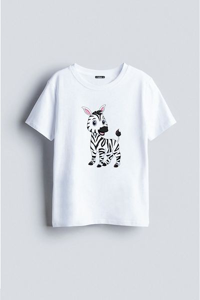 sielta Tricou pentru copii cu decolteu rotund cu imprimeu zebră