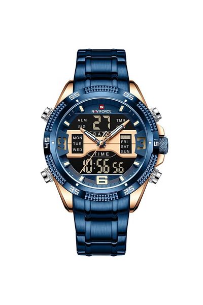 Naviforce Men's Analog-Digital Watch – 45.3mm Dial, Stainless Steel Strap, Water Resistant