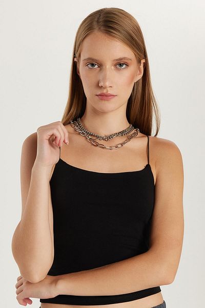 Tudors Women's Slim Fit Slim Fit Slim Strap Square Neck Black Undershirt