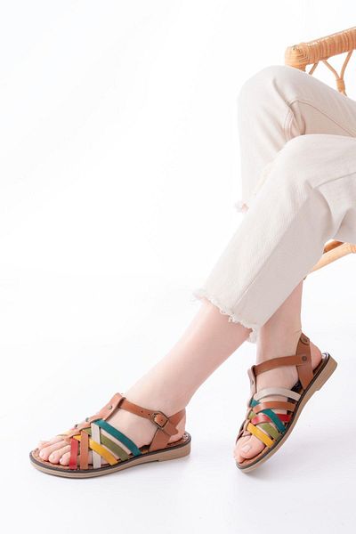 Aymood 205-208 Multi Genuine Leather Orthopedic Sole Women's Sandals