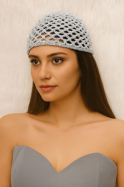 HAPPY HANDMADE Sequin Evening Dress Mesh /Cleopatra Beret/Mesh Beret/Summer Hat/Cleopatra Hat/Mesh Hat/New Trend