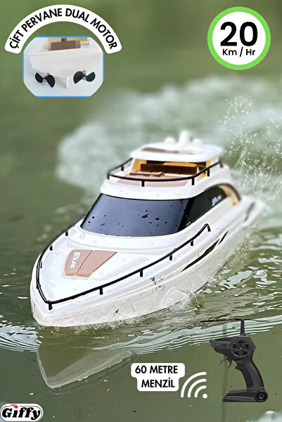giffy Uzaktan Kumandalı Tekne RC , Çift Motor 2.4G , 20 Km Hız Yapabilen , Fu...