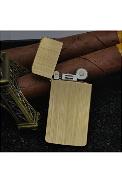 Kuboy Vintage Çakmak Benzinli Slim Çakmak Altın Renk