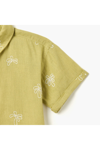 giggles Juniors Embroidered Shirt with Short Sleeves