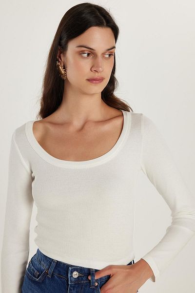 Tudors Bluză ecru cu mânecă scurtă, slim fit, pentru femei