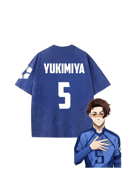 Touz Μπλε κλειδί Μπλε Anime Unisex Oversize Vintage T-shirt