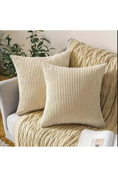 DECORA CASA HOME COLLECTİON قطعتان من غطاء وسادة ناعمة مزخرفة من الأمام من القطيفة من الجانب الخلفي