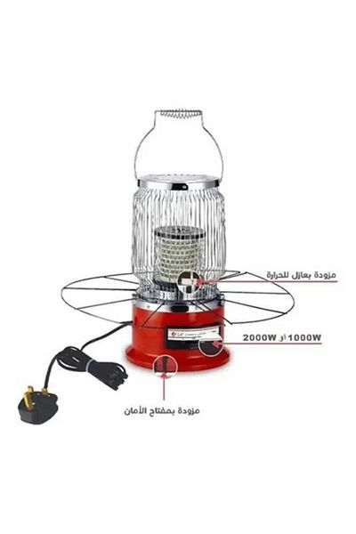 DLC سخان كهربائي ذكي مع حماية 2000 واط أحمر/أبيض