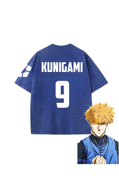 Touz Μπλε κλειδί Μπλε Anime Unisex Oversize Vintage T-shirt
