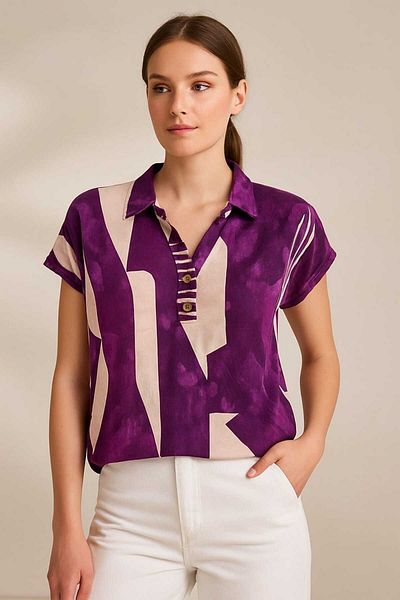 HOFY Patterned Patched Blouse