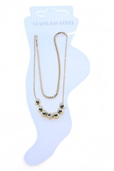 X-Lady Accessories Altın Renk Asansör Sf 3 Küre Yıldız 3 Küre Çelik Halhal - ...