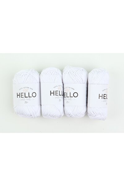 Hello 25 г біла пряжа Hello для в'язання, набір з 4 штук