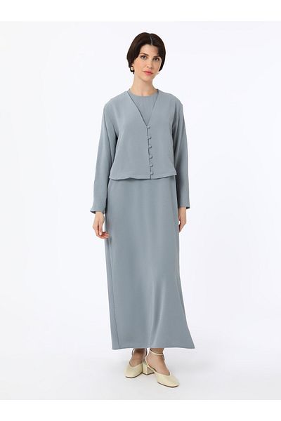 Refka Button Detailed Double Suit - Gray - Refka