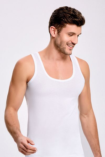 QKK Men's 50% Cotton-50% Modal Classic White 6-Piece Undershirt Q2Ik1L1Kk2E.6Li