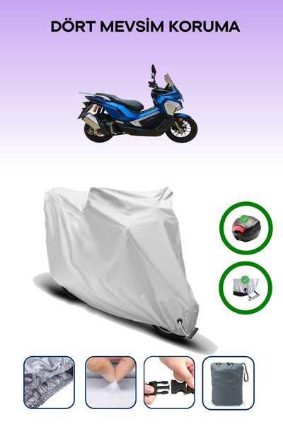 Breen Gri Arka Çanta ve Kilit Uyumlu Revolt Rsx7 Motor Brandası Koruma Örtüsü