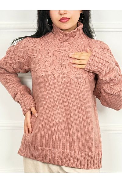 RACE FASHİON Half Turtleneck Hair Knit Knitted Sweater Rc8201