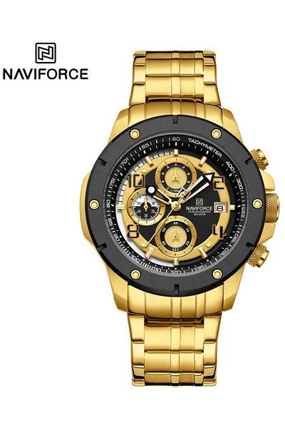 Naviforce Men's Luxury Chronograph Watch – 46mm Dial, Stainless Steel Strap, Date Display & Tachymeter