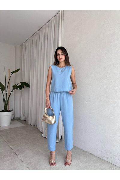 My Blog Blue Noa Blouse Trousers Set - 8796