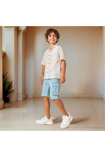 Juniors Embroidered Shirt with Short Sleeves