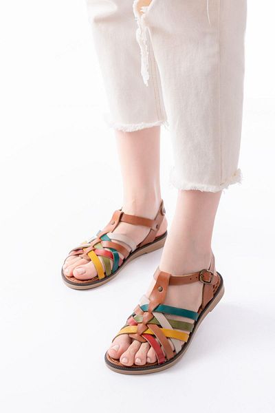Aymood 205-208 Multi Genuine Leather Orthopedic Sole Women's Sandals