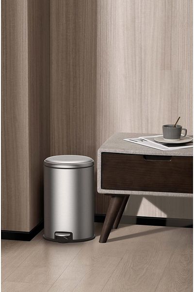 EKO 12L Pedal Bin Serene - Silver Soft-Close Lid | Fingerprint-Resistant Finish