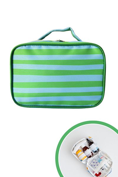 Mama Yoyo Baby&Kids Green Blue- Travel / Medicine Bag Striped Multi-Purpose Bag