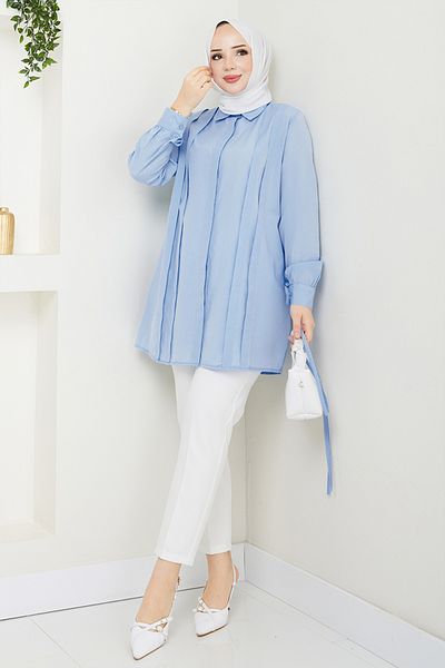 ModaMerve Τουνίκ με κορδόνια στη μέση 273ASN936-M Baby Blue