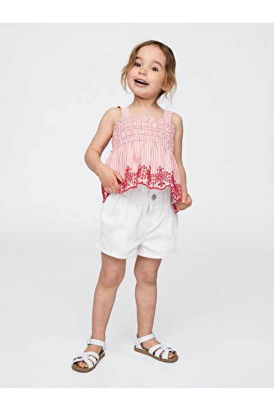 GAP Kız Bebek Beyaz UltraSoft Denim Stride Şort