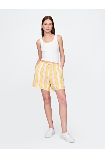 GAP Kadın Sarı %100 Keten Easy Şort