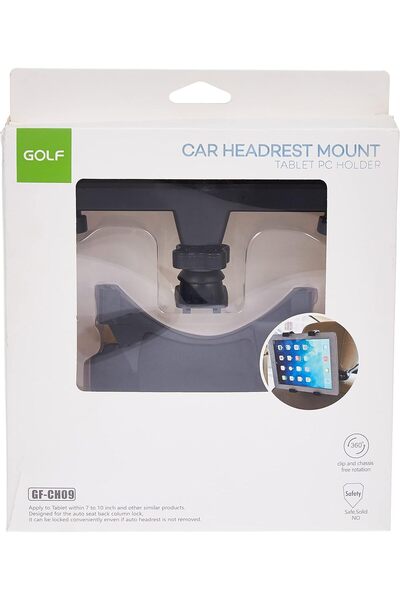 Golf حامل مسند رأس السيارة العالمي GFCH-09، حامل الجهاز اللوحي لمسند رأس السيارة، حامل المقعد الخلفي بزاوية 360 درجة