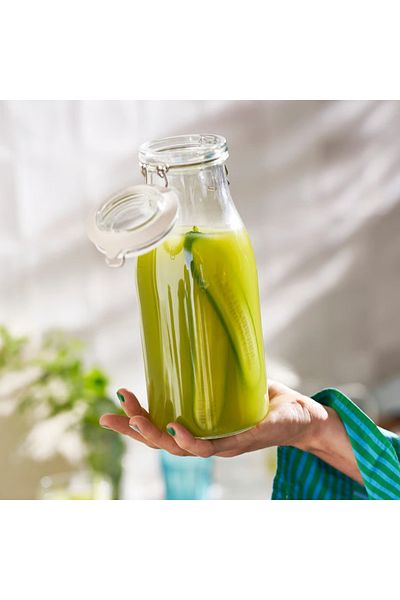 IKEA Bottle shaped jar with lid, clear glass, 1 l