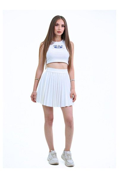 PAWWY Soley Pleated Mini Midi Skirt