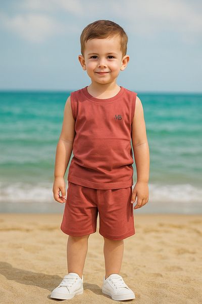 mb kids Sleeveless Mb Printed Girls Boys Summer Shorts Set